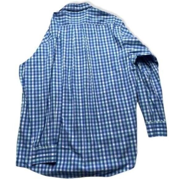 Long Sleeve Button Up Men’s 16/32/33 Gingham Light Blue Green Club Room - Picture 2 of 10
